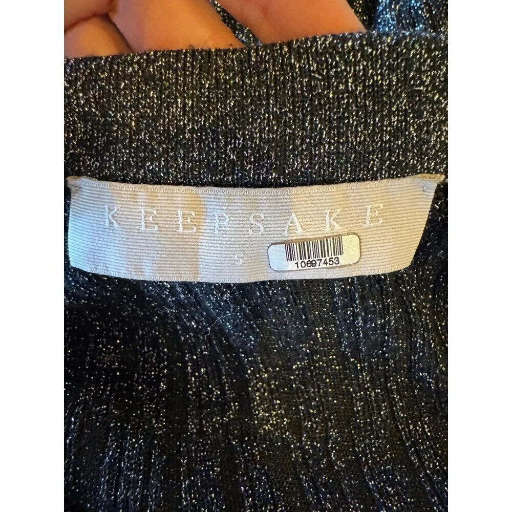 Keepsake‎ Dress Women Small Gray Off The Shoulder Metallic Reflections Sheath